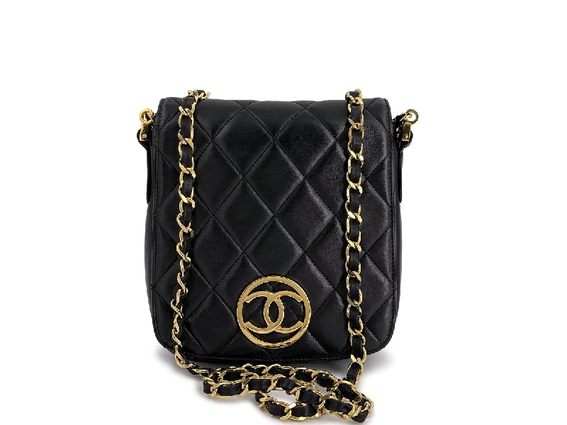 Chanel Classic Flap Bag for Evening PartyChanel Vintage Black Circle CC Logo Vertical Mini Flap Bag 24k GHW