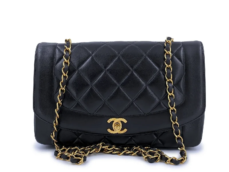 Chanel Classic Flap Bag for Evening PartyChanel Vintage Black Diana Flap Bag Medium Lambskin 24k GHW