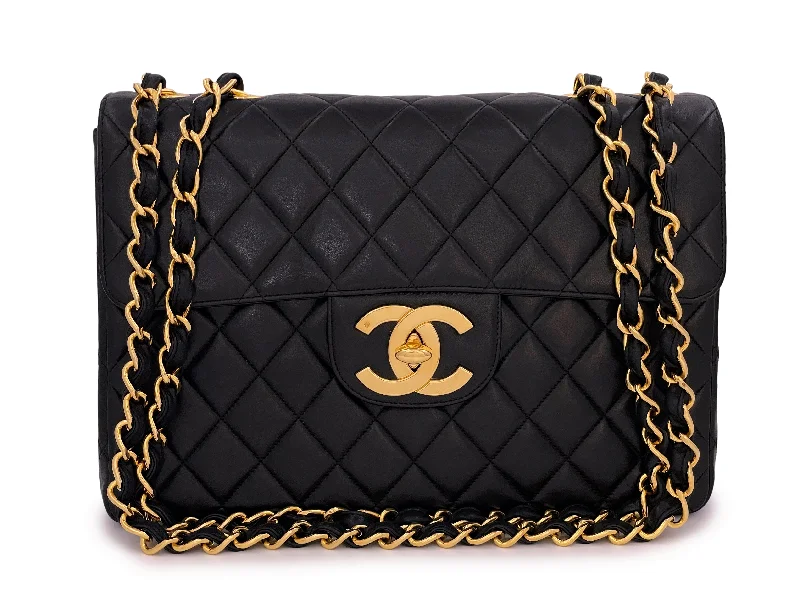 Chanel Black Handbag for Business MeetingsChanel Vintage Black Jumbo Classic Flap Bag 24k GHW Lambskin