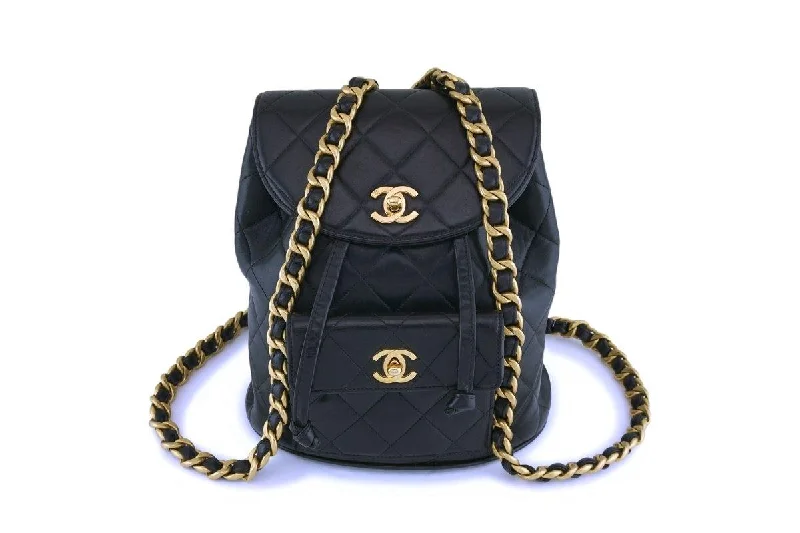 Chanel Vintage Inspired Handbag for Retro LoversChanel Vintage Black Lambskin Classic Quilted Backpack Bag 24k GHW