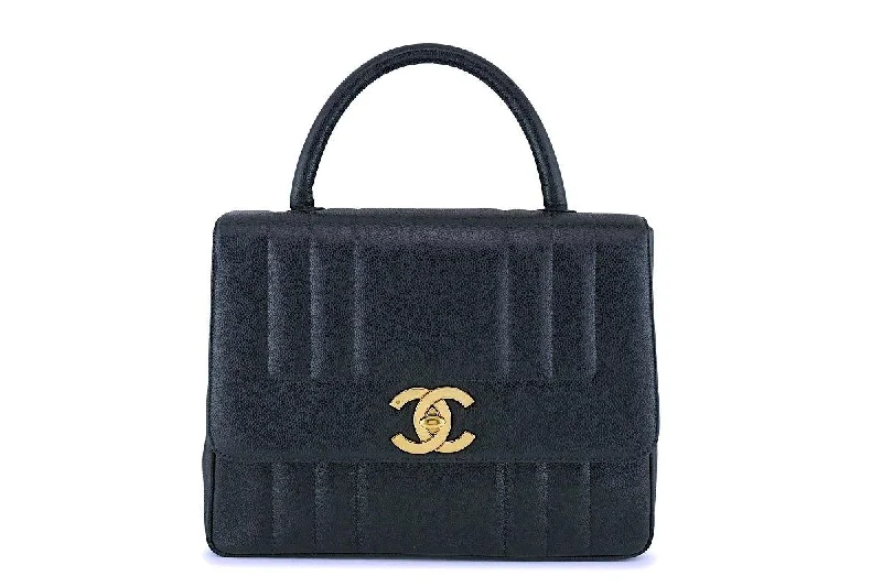 Chanel Classic Flap Bag for Evening PartyChanel Vintage Black Mademoiselle Caviar Kelly Bag 24k GHW