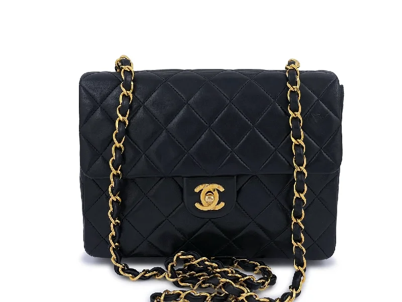 Chanel Classic Flap Bag for Evening PartyChanel Vintage Black Mini Flap Bag Classic Lambskin 20cm 24k GHW