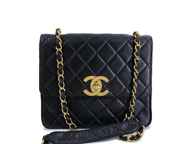 Chanel Quilted Leather Shoulder Bag for FashionistasChanel Vintage Black Oversized CC Medium Tall Classic Crossbody Flap Bag 24k GHW