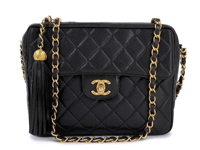 Chanel Designer Handbag with Unique DesignChanel Vintage Black Small Classic Flap Camera Case Bag 24k GHW