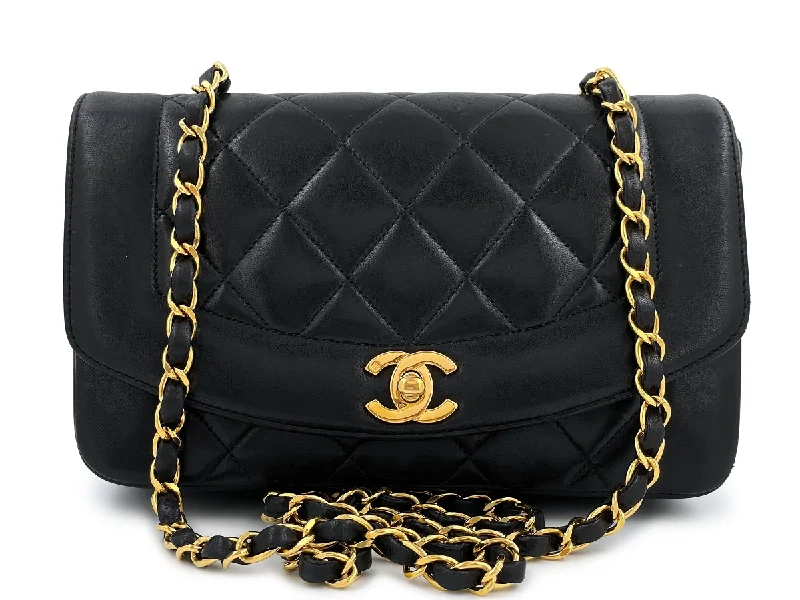 Chanel Classic Flap Bag for Evening PartyChanel Vintage Black Small Diana Bag Lambskin 24k GHW