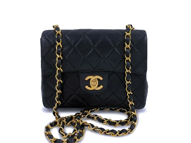 Chanel Quilted Leather Shoulder Bag for FashionistasChanel Vintage Black Square Mini Flap Bag 24k GHW Lambskin