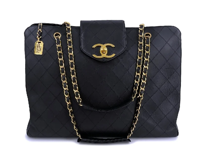 Chanel Classic Flap Bag for Evening PartyChanel Vintage Black Supermodel Weekender XXL Tote Bag 24k GHW