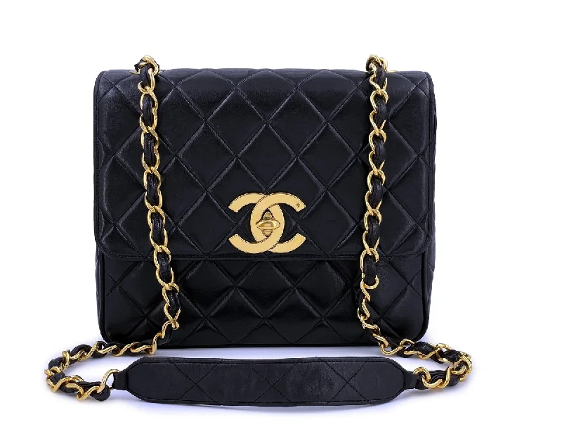 Chanel Classic Flap Bag for Evening PartyChanel Vintage Black Tall Medium Classic Flap Bag Messenger 24k GHW