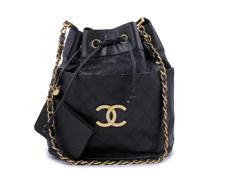 Chanel Luxury Handbag for High - End EventsChanel Vintage Bucket Drawstring Bag Large Black Tote 24k GHW