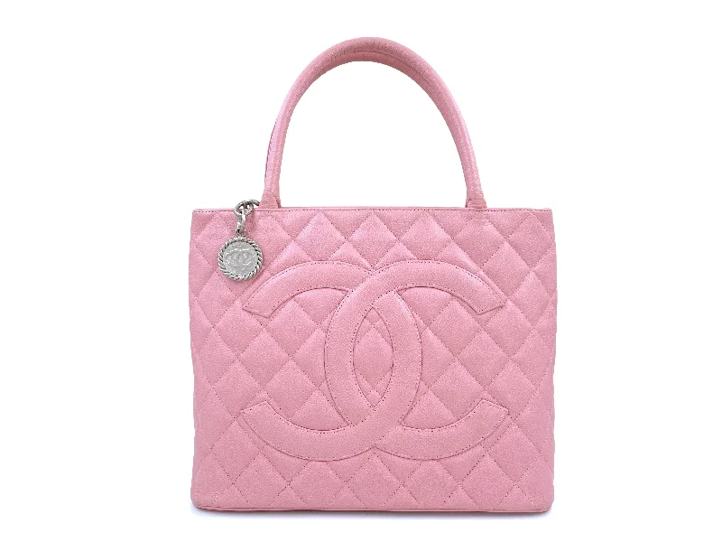 Chanel Small Crossbody Bag for TravelChanel Vintage Caviar Medallion Tote Bag Sakura Pink