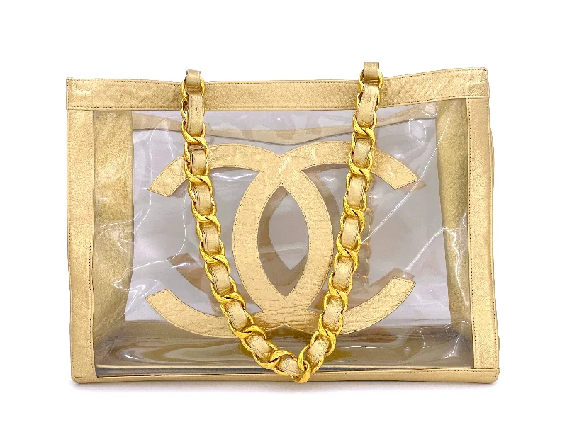 Chanel Small Crossbody Bag for TravelChanel Vintage Clear Gold PVC Chunky Chain Tote Bag 24k GHW