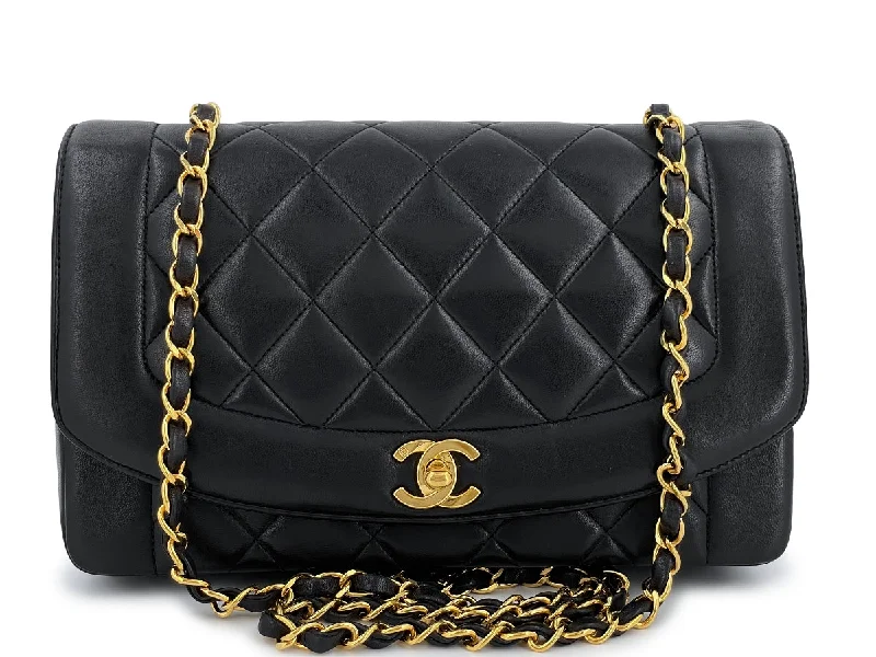 Chanel All - Match Handbag for Versatile StylingChanel Vintage Medium Diana Flap Bag Black Lambskin 24k GHW