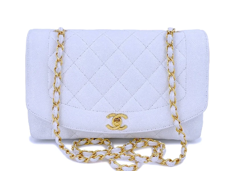 Chanel Classic Flap Bag for Evening PartyChanel Vintage White Caviar Medium Diana Flap Bag 24k GHW