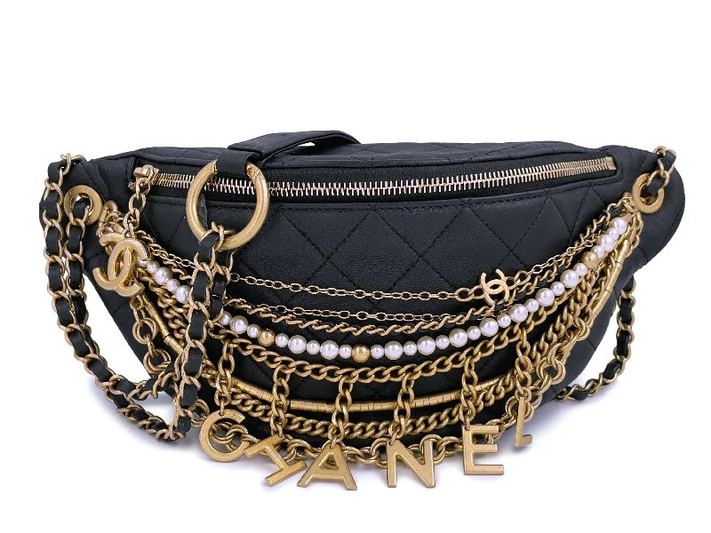 Chanel New Arrival Handbag with Gold HardwareLimited 19A Chanel All About Chains XL Fanny Pack Waist Bag Gold Pearl