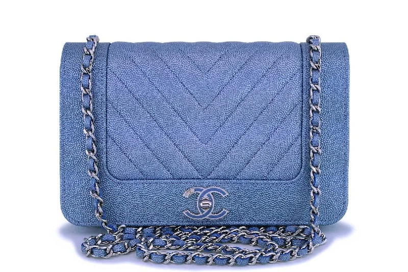 Chanel Medium Tote Bag for Office LadiesNIB 19P Chanel Pearly Blue Iridescent Chevron Wallet on Chain WOC Flap Bag