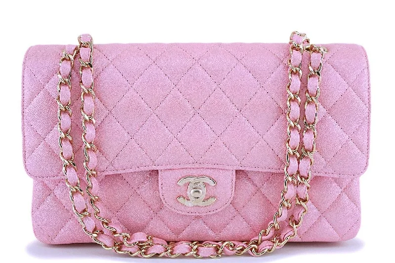 Chanel Lightweight Handbag for Daily ErrandsNIB 19S Chanel Iridescent Pearly Pink Caviar Medium Classic Double Flap Bag GHW