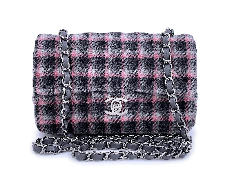 Chanel Black Handbag for Business MeetingsNIB 21B Chanel Rectangular Mini Classic Flap Bag Black/Pink/Gray Tweed Wool SHW