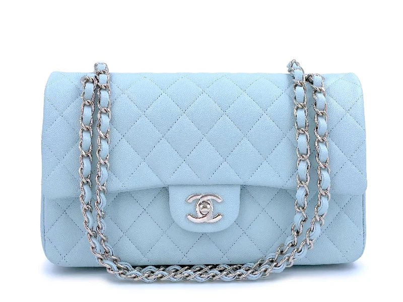 Chanel Black Handbag for Business MeetingsNIB 21K Chanel Light Pale Blue Caviar Classic Medium Double Flap Bag SHW