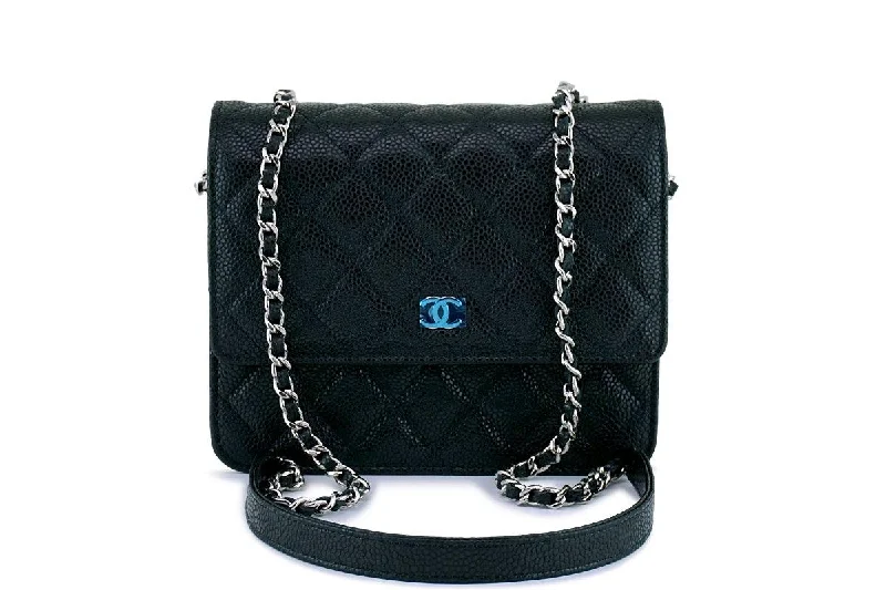 Chanel Colorful Handbag for Spring OutfitsNIB Chanel Caviar Black Classic Square WOC Wallet on Chain Flap Bag