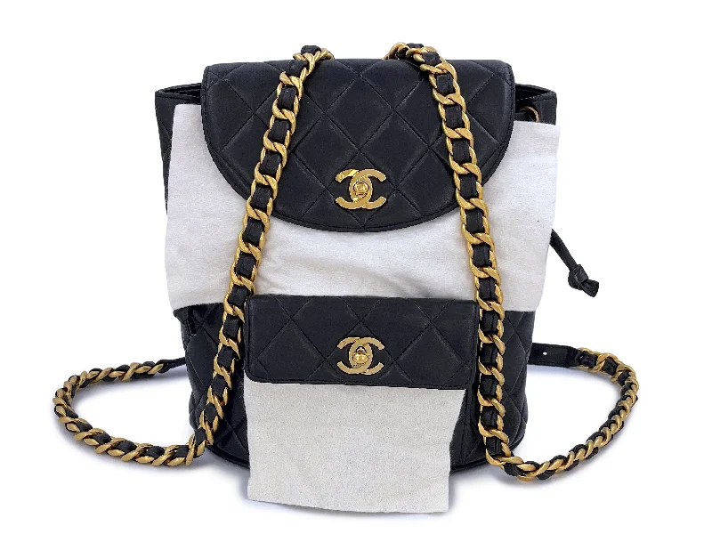 Chanel Luxury Handbag for High - End EventsPristine Chanel 1995 Vintage Black Duma Backpack Bag 24k GHW Lambskin