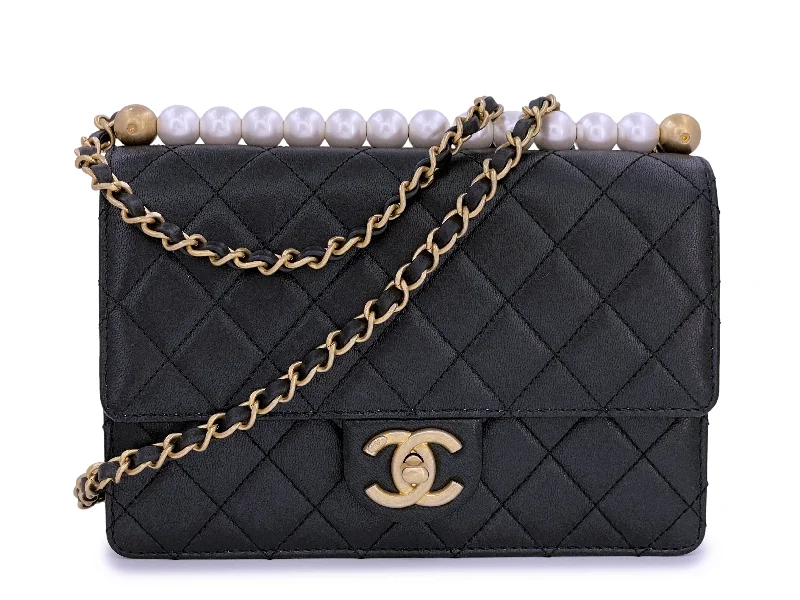 Chanel Colorful Handbag for Spring OutfitsPristine Chanel 19S Black Lambskin Chic Pearls Flap Bag GHW