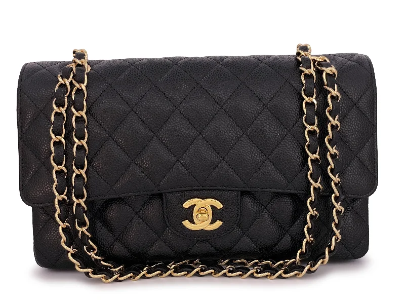 Chanel Handbag with Adjustable Strap for ComfortPristine Chanel 2010 Vintage Black Caviar Medium Classic Double Flap Bag GHW