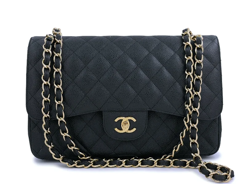 Chanel Colorful Handbag for Spring OutfitsPristine Chanel Black Caviar Jumbo Classic Double Flap Bag GHW