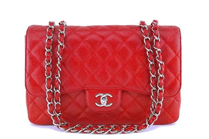 Chanel Medium Tote Bag for Office LadiesRare 10C Chanel Red Caviar Jumbo Classic Flap Bag SHW