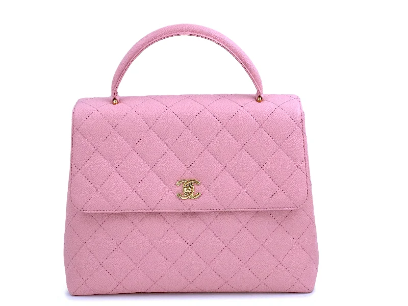 Chanel Classic Flap Bag for Evening PartyRare Chanel 2004 Vintage Pink Caviar Kelly Flap Bag 24k GHW