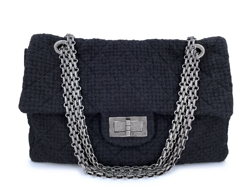 Chanel Vintage Inspired Handbag for Retro LoversRare Chanel Black Tweed XXL Supermodel Reissue Flap Bag Weekender RHW