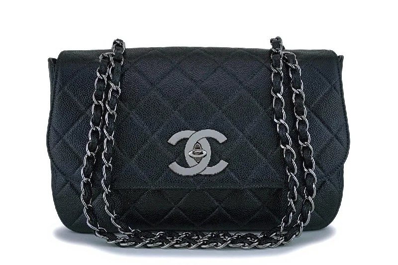 Chanel All - Match Handbag for Versatile StylingRare Chanel Vintage Black Caviar Flap with Classic Jumbo CCs Bag RHW