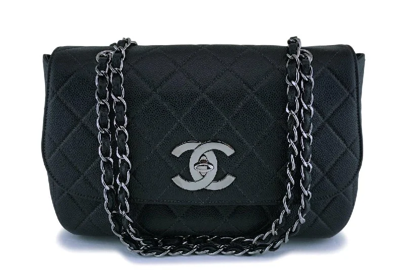 Chanel Luxury Handbag for High - End EventsRare Chanel Vintage Black Caviar Jumbo Classic Flap Bag RHW