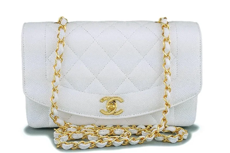 Chanel Medium Tote Bag for Office Ladies*rare* Chanel White Vintage Caviar Small Diana Classic Flap Bag 24k GHW