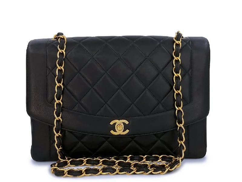 Chanel Black Handbag for Business MeetingsVery Rare Chanel Vintage 11in Large Diana Flap Bag 24k GHW