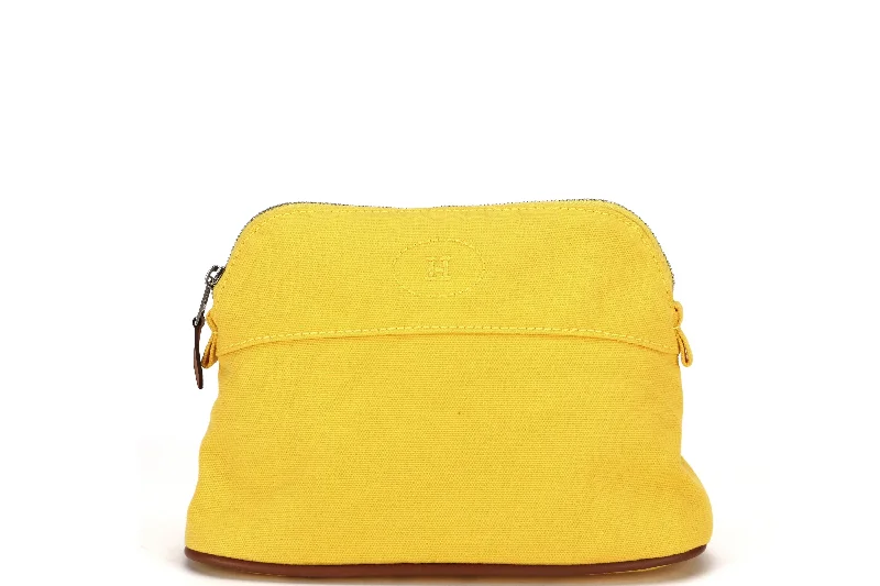 Hermes Lindy Bags in Seasonal Print CollaborationsHERMES BOLIDE MINI BAG COTTON YELLOW SILVER HARDWARE, NO DUST COVER