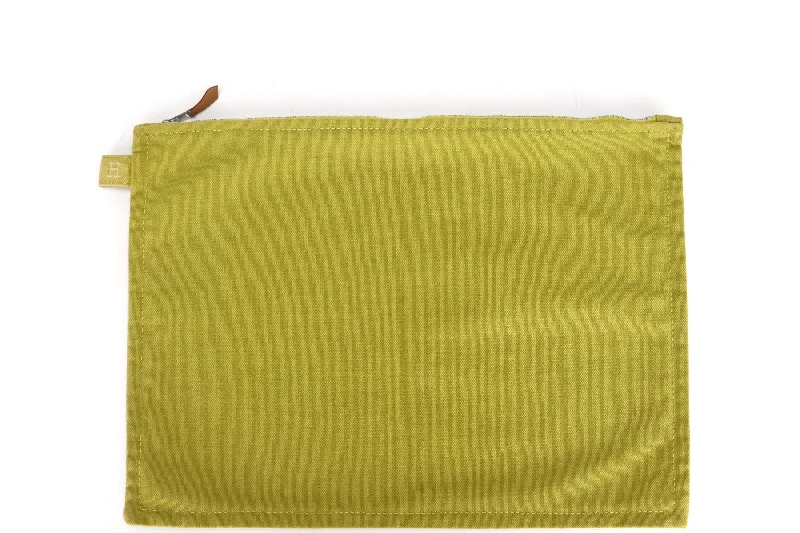 Hermes Constance Bags in Limited - Edition ColorwaysHERMES BORA FLAT POUCH GM LIME GREEN COTTON SILVER HARDWARE, NO DUST COVER