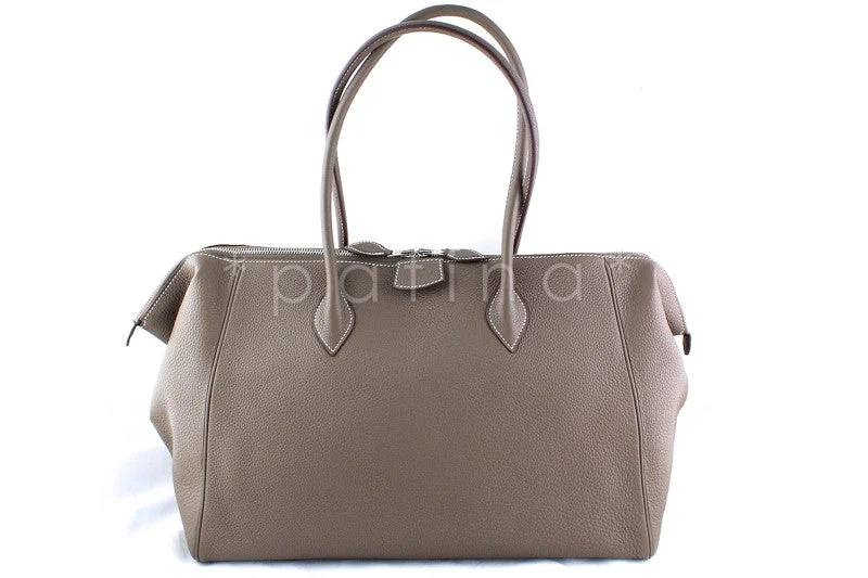 Hermes Bags with Detachable Pouches for VersatilityRARE Hermes Etoupe Taupe 37cm Paris Bombay Shoulder Tote Bag