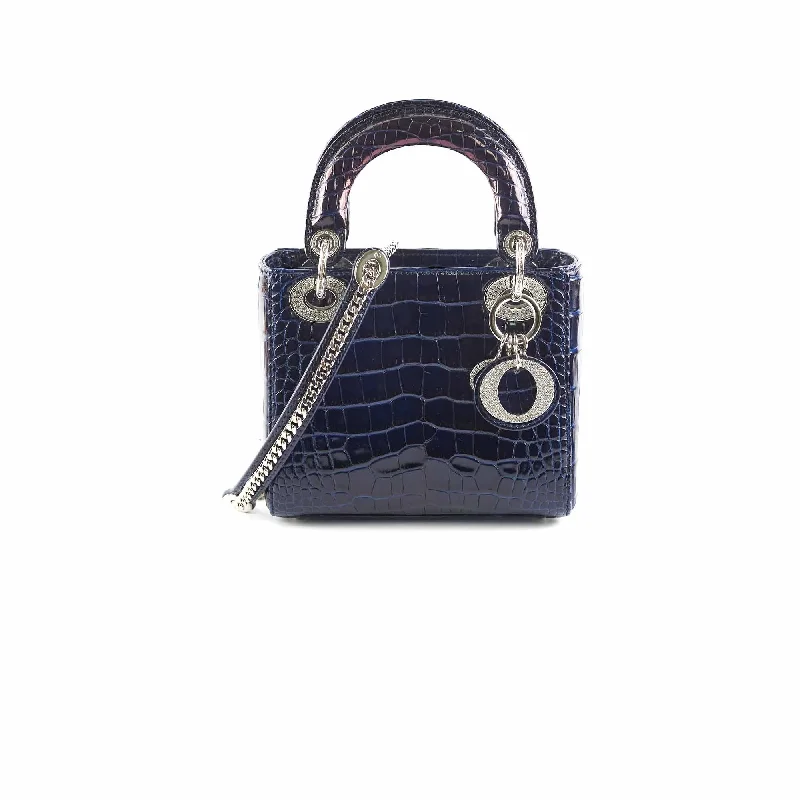 Christian Dior handbags with a removable shoulder strap for versatilityDior Lady Dior Mini Navy Blue