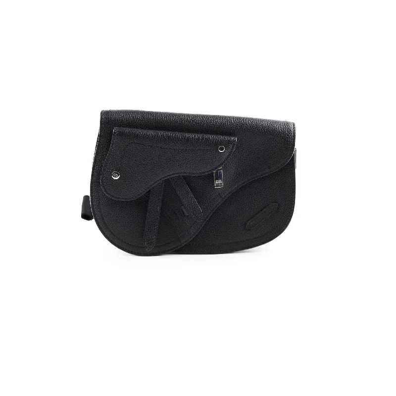 Christian Dior handbags with a snap - button closure and a decorative buckleChristian Dior Men's Saddle Crossbody Bag Black