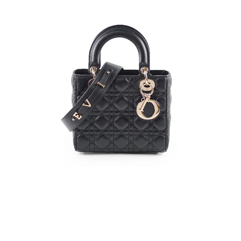 Contemporary Christian Dior handbags with a unique shapeChristian Dior Small Lady Dior ABC Black