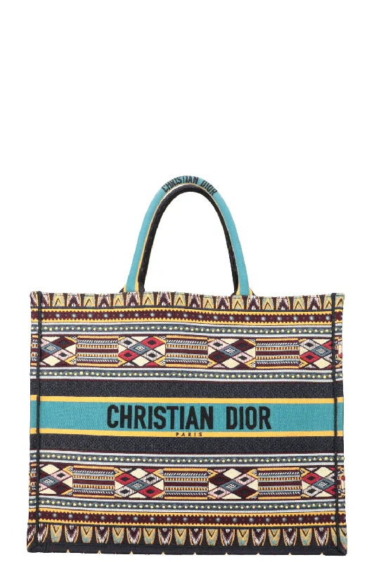 Christian Dior tote bags with a double - handle and shoulder - strap optionCHRISTIAN DIOR Book Tote Large Blue Bordeaux