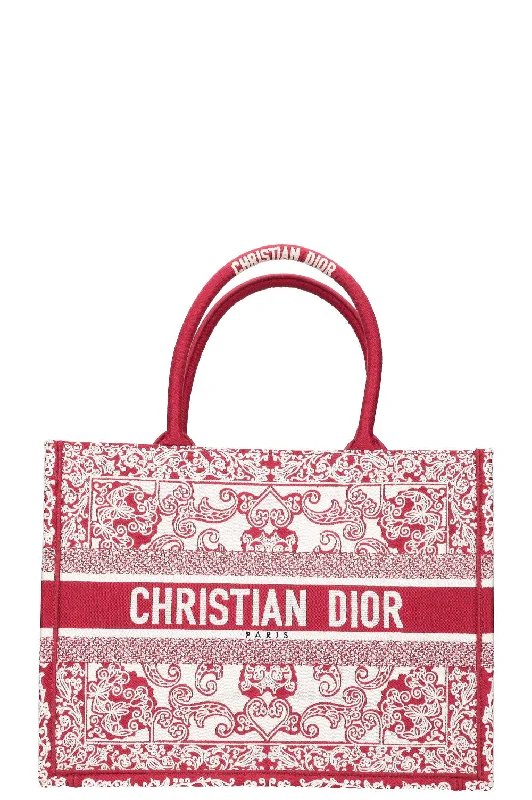 Contemporary Christian Dior handbags with a unique shapeCHRISTIAN DIOR Book Tote Red & White