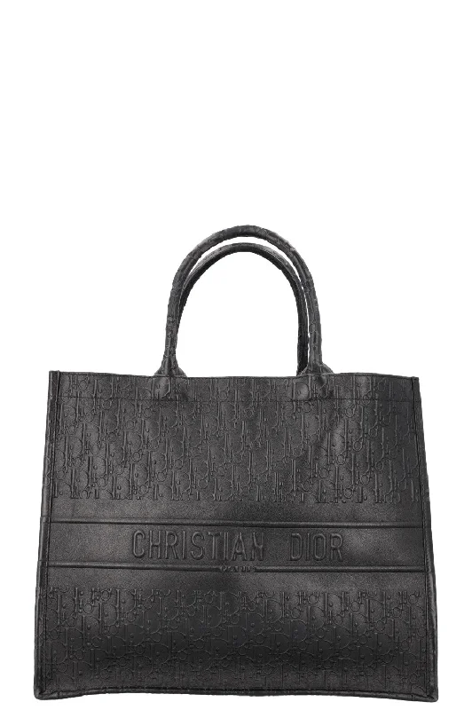 Christian Dior bags with a zip - top closure and multiple compartmentsCHRISTIAN DIOR Book Tote Large Leather Black