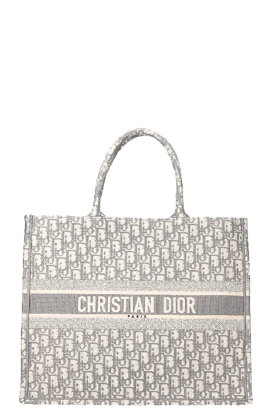 Christian Dior tote bags with a double - handle and shoulder - strap optionCHRISTIAN DIOR Book Tote Large Oblique Grey