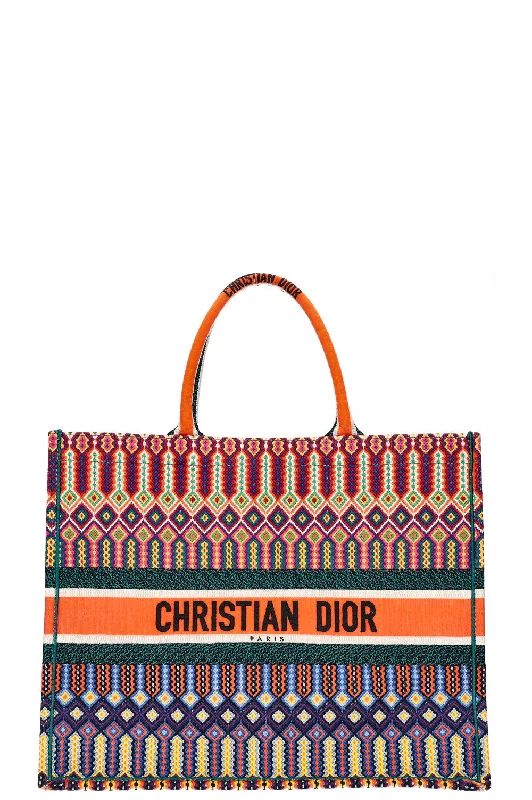 Christian Dior backpacks with a sleek, minimalist silhouetteCHRISTIAN DIOR Book Tote Large Orange Green