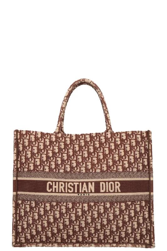 Contemporary Christian Dior handbags with a unique shapeCHRISTIAN DIOR Book Tote Medium Oblique Brown