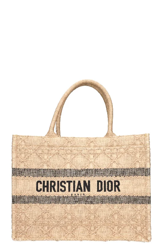 High - fashion Christian Dior bags with a geometric patternCHRISTIAN DIOR Book Tote Medium Raffia