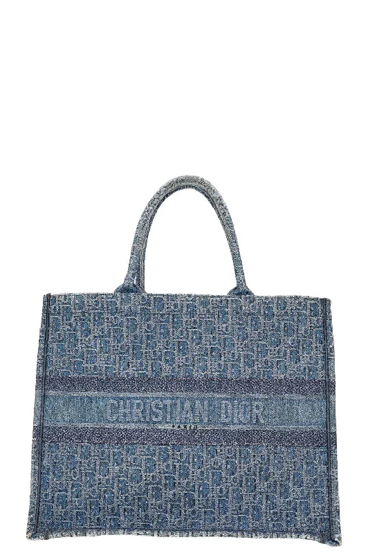 High - fashion Christian Dior bags with a geometric patternCHRISTIAN DIOR Book Tote Oblique Blue