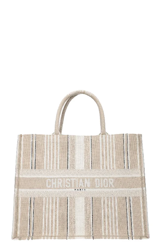 Christian Dior crossbody bags with a front - flap pocket for easy accessCHRISTIAN DIOR Book Tote Striped Ivory