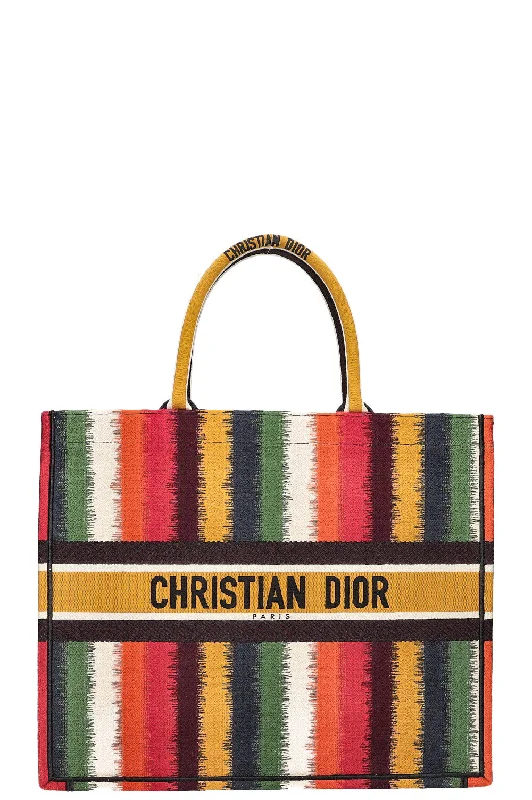 Christian Dior tote bags with a double - handle and shoulder - strap optionCHRISTIAN DIOR Book Tote Striped Multicolor